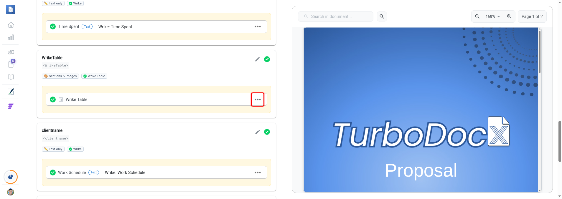Variable input row with the three-dot menu button highlighted