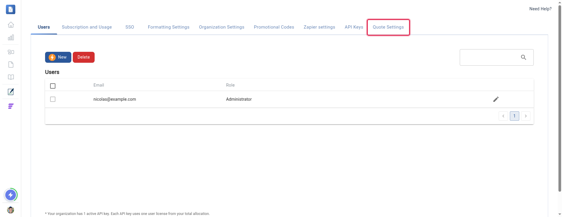 Settings tabs with the Quote Settings tab highlighted