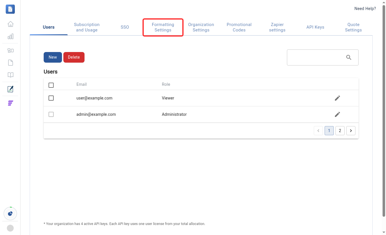 Settings tabs with the Formatting Settings tab highlighted