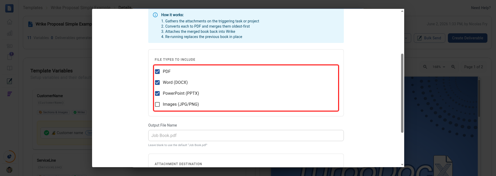 File Types to Include section with all four checkboxes highlighted