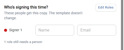 Who's signing this time with one role waiting for a name and email