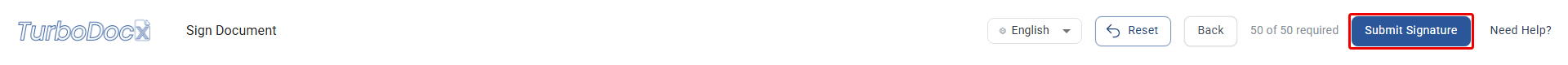 Top bar with the Submit Signature button highlighted