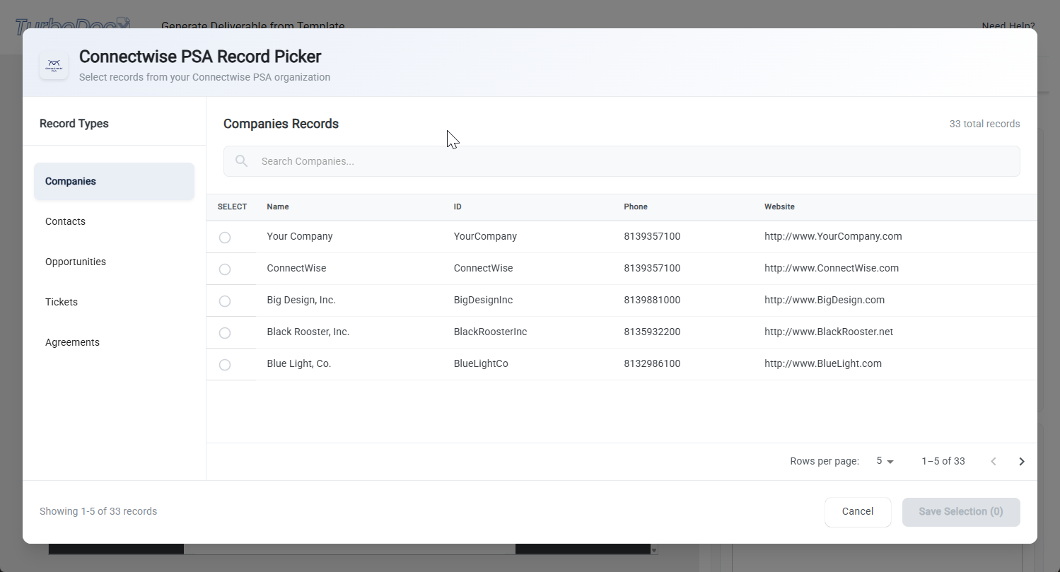 Access to Records in TurboDocx
