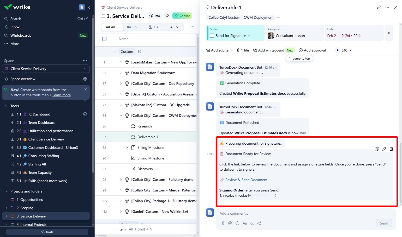 Bot comment with signing status and review link