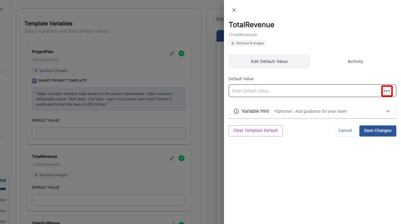 Open Field Type Menu