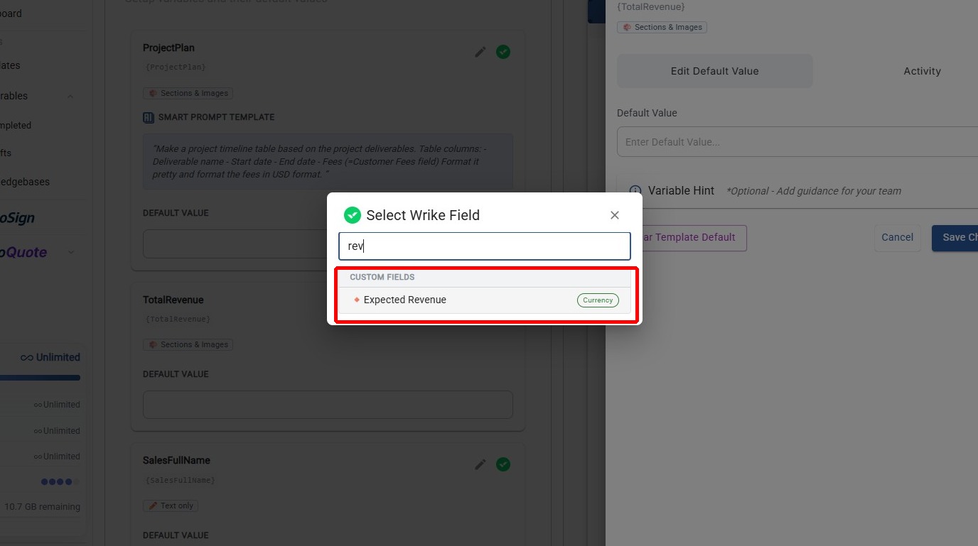 Search and Select Wrike Field