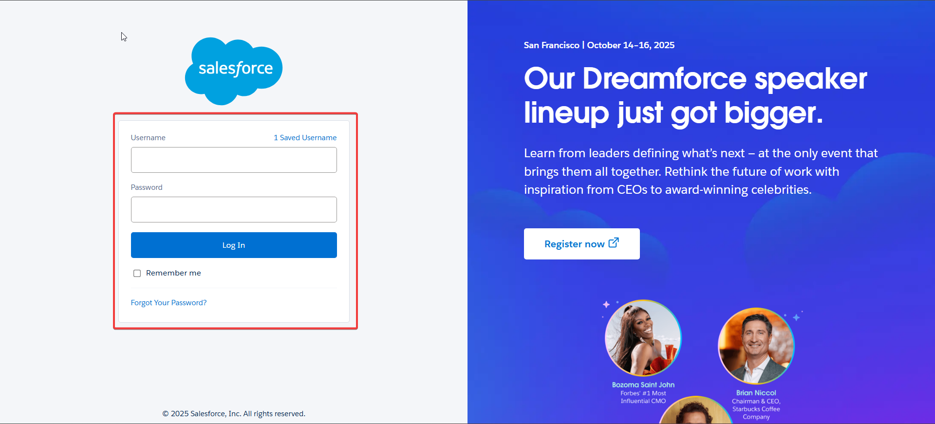 Salesforce Login Screen