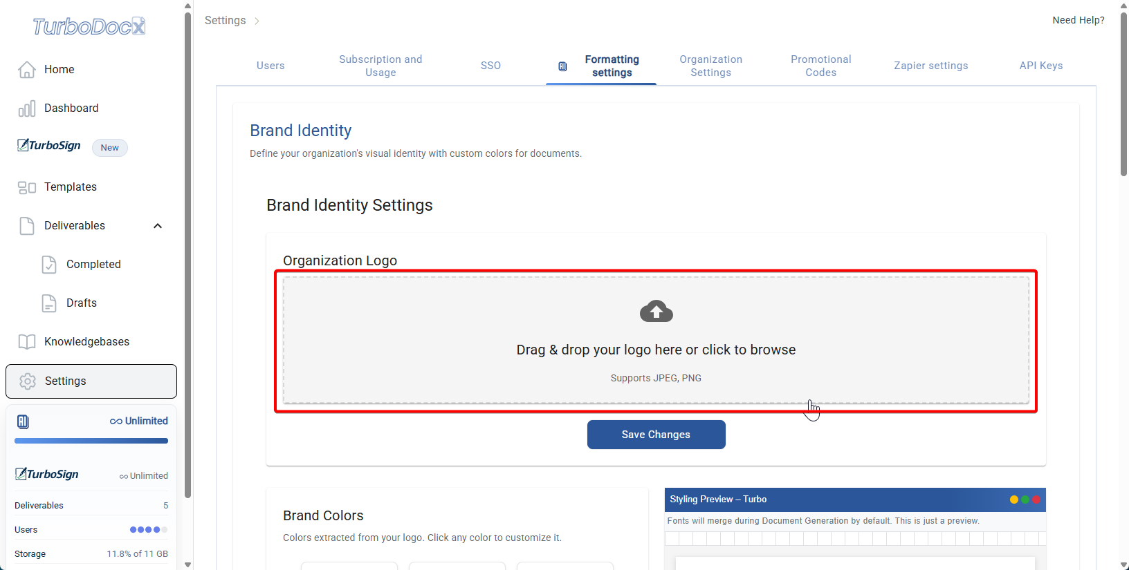 Logo Upload Interface