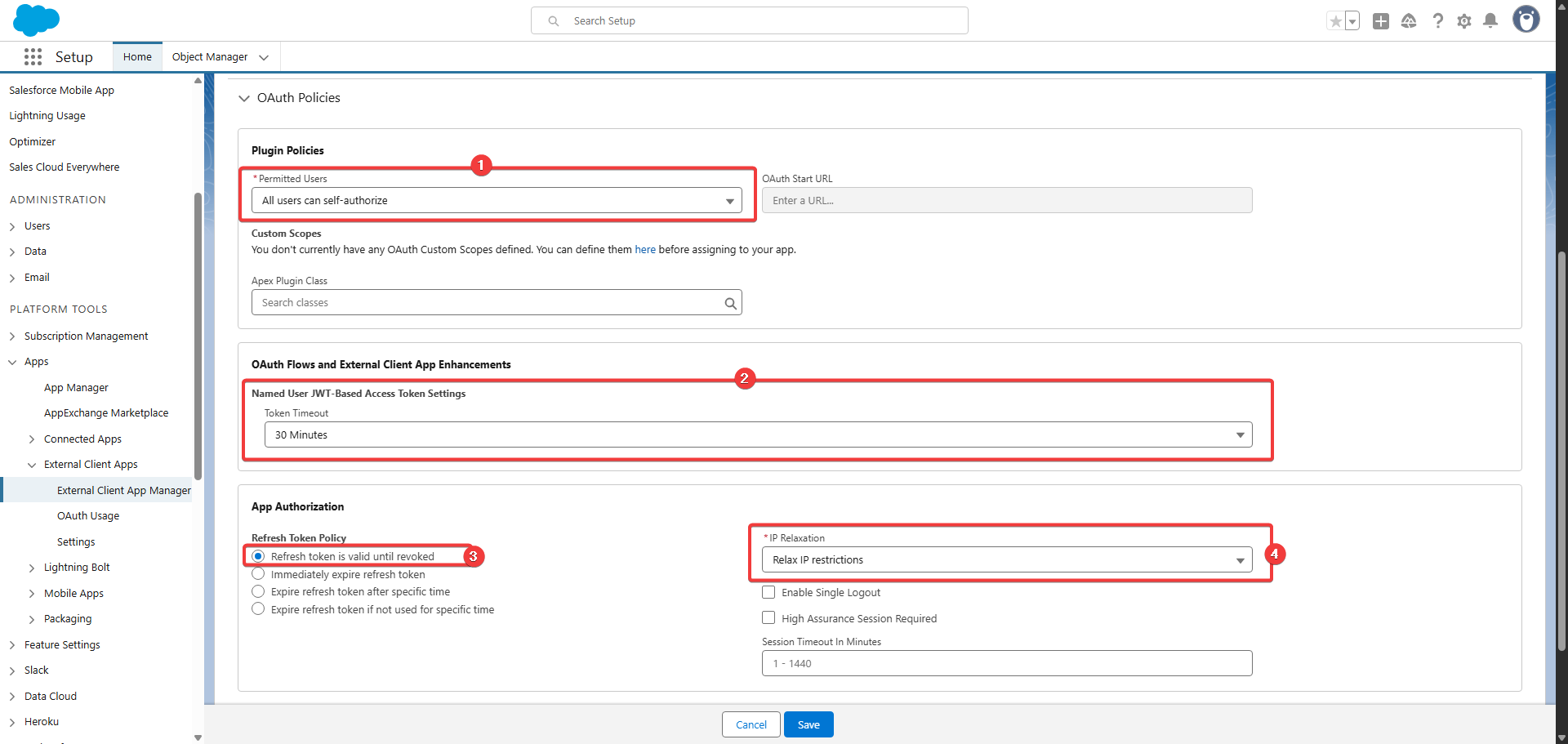 OAuth Policies Configuration