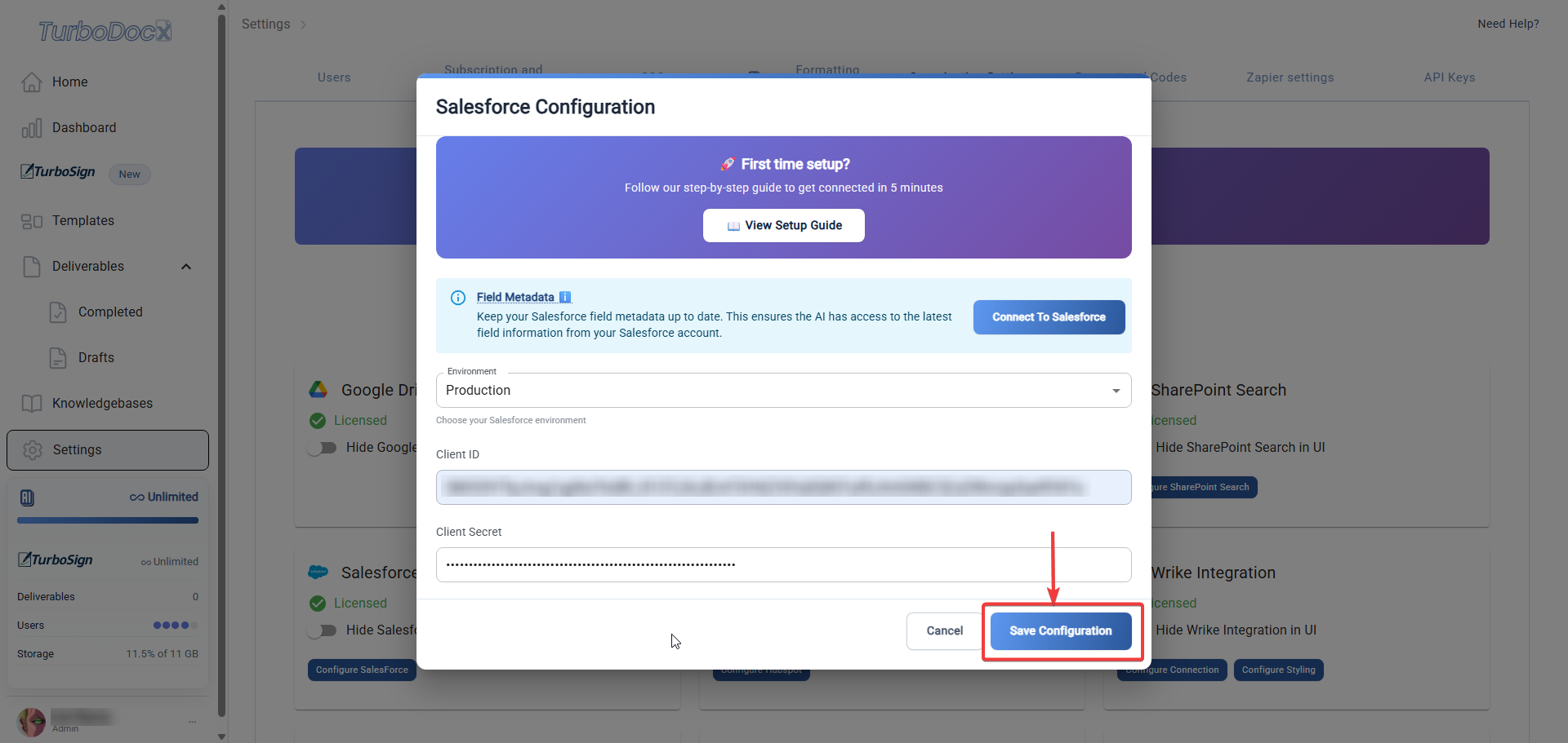 Save Configuration Button