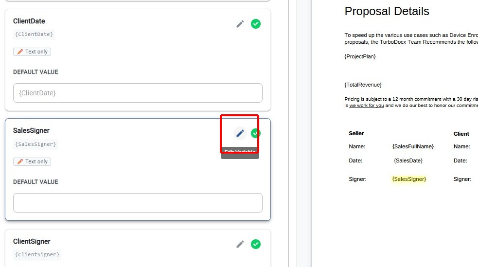 Edit Signature Variable