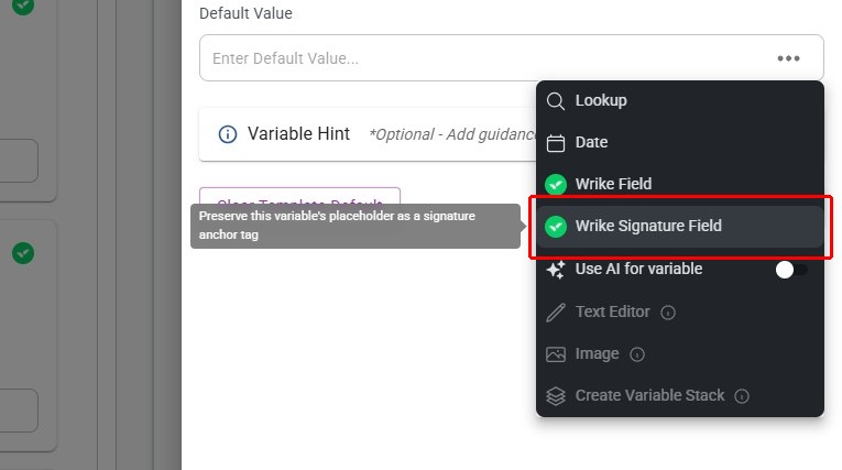 Select Wrike Signature Field
