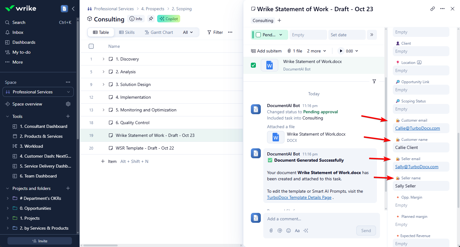 Signature Fields in Wrike