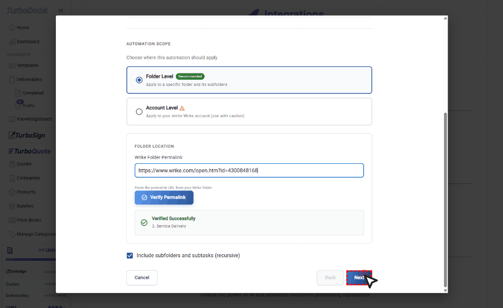 Select Generate Document