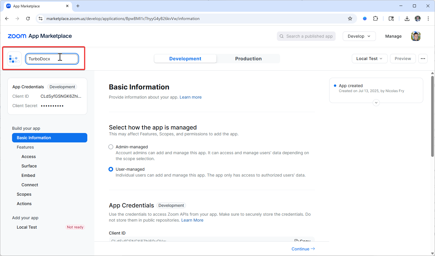 Step 4: Rename app to TurboDocx