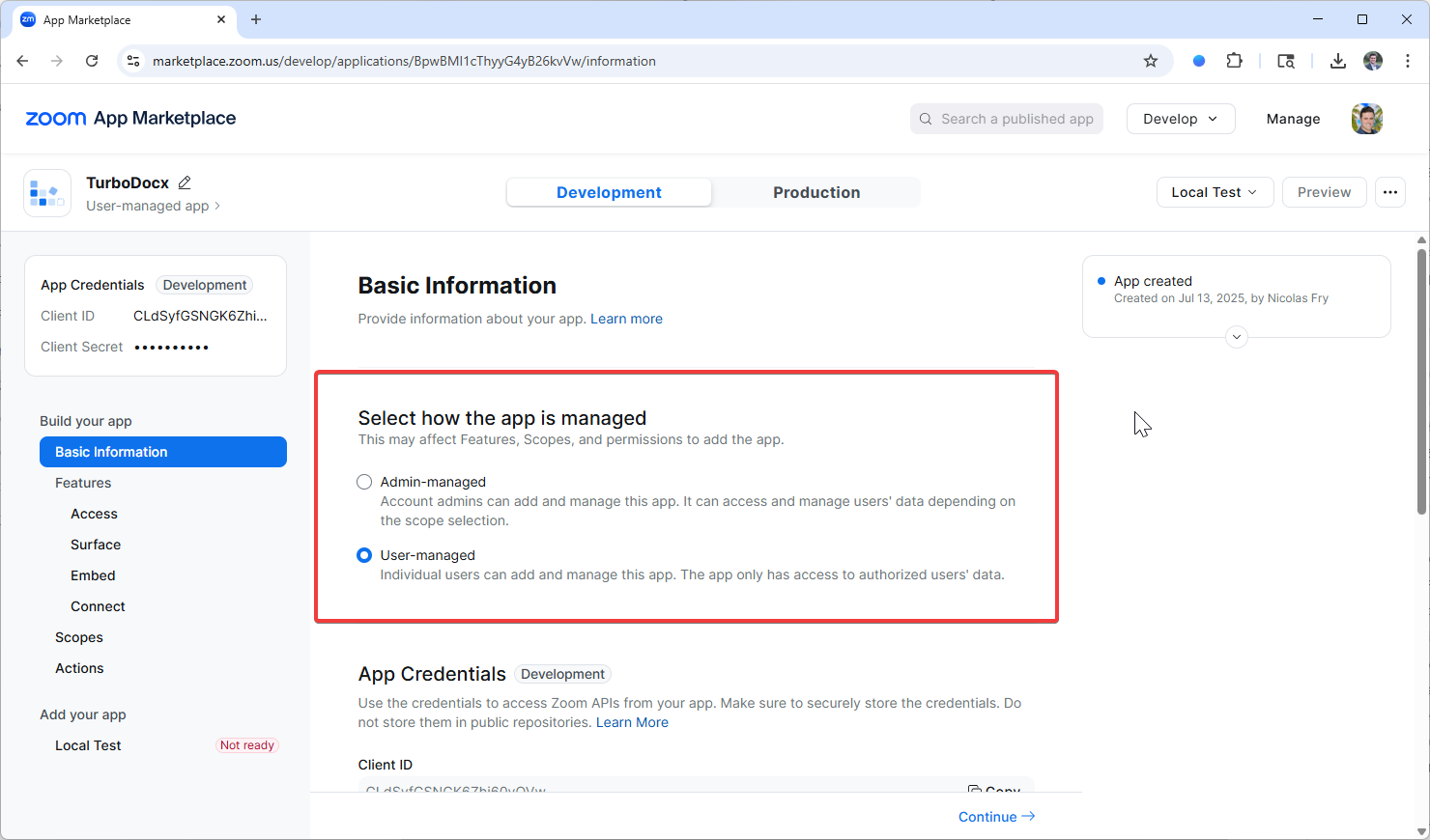 Basic Information User Managed