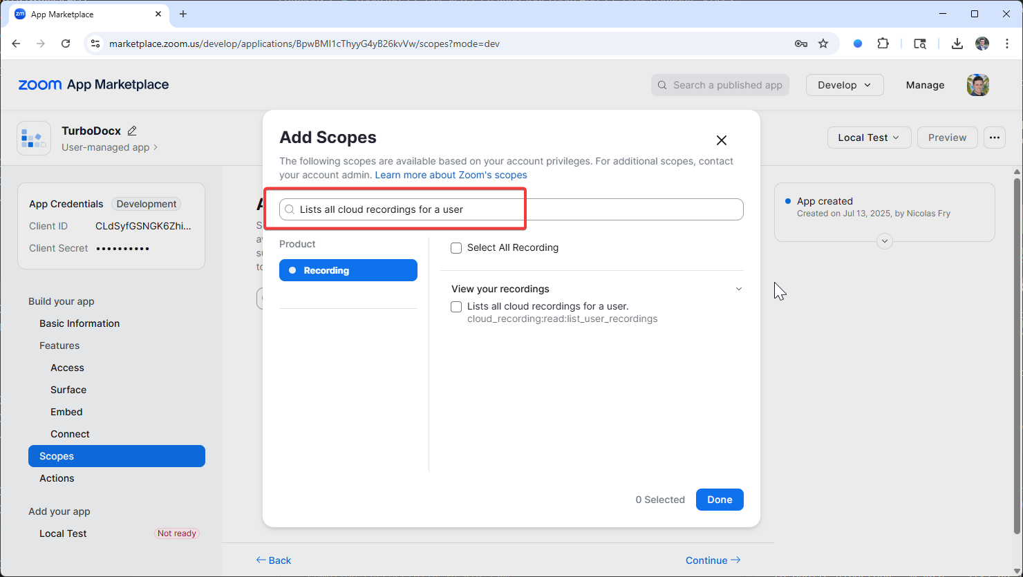 Type List Cloud Recordings For User