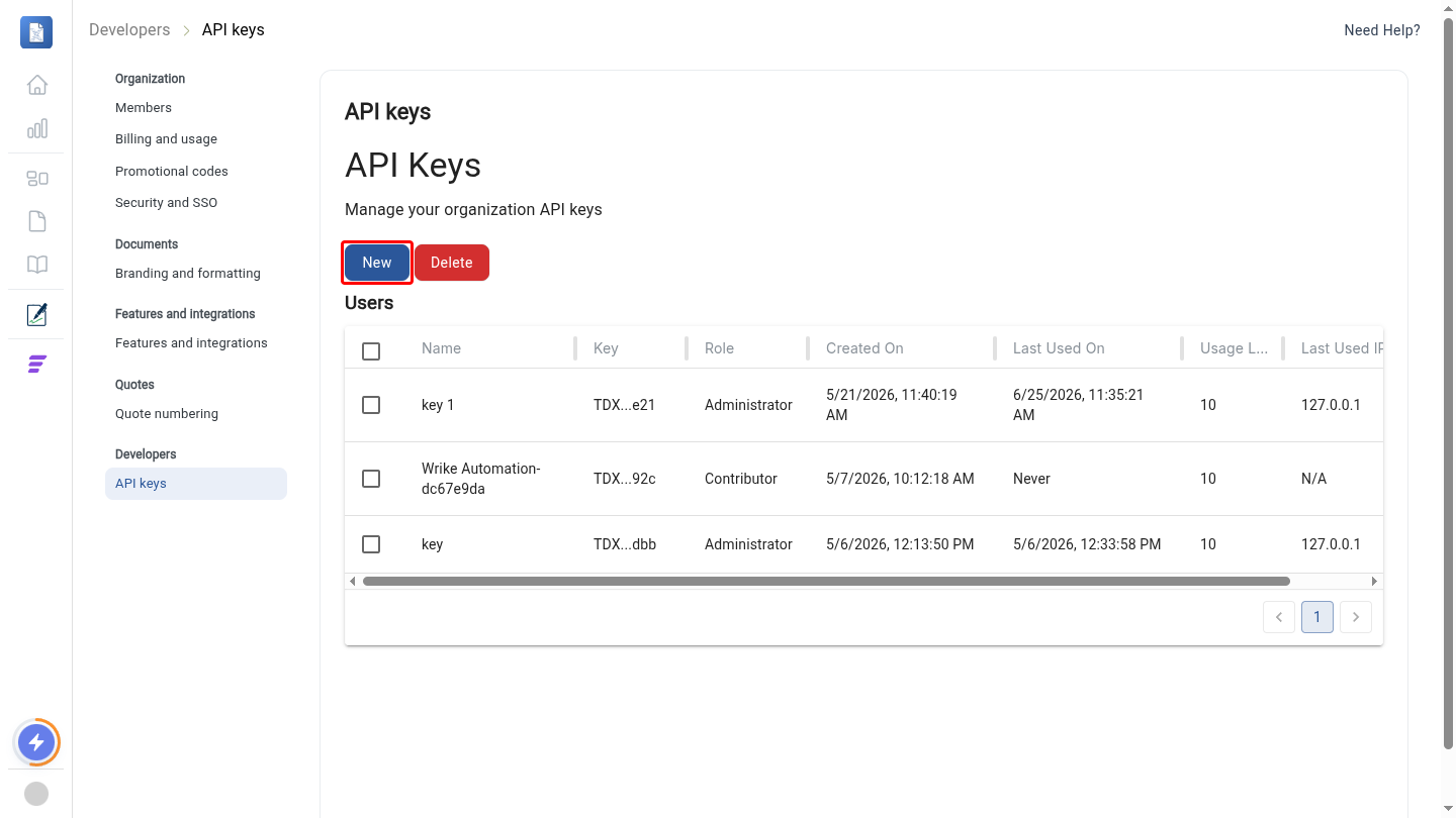 TurboSign API Key