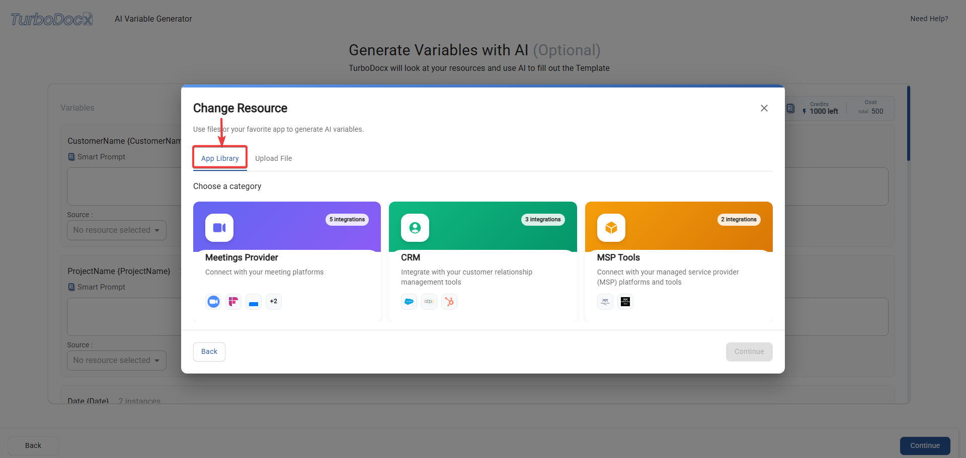 App Library Interface
