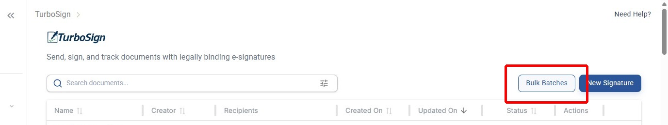 Navigate to E-Signatures and click Bulk Batches