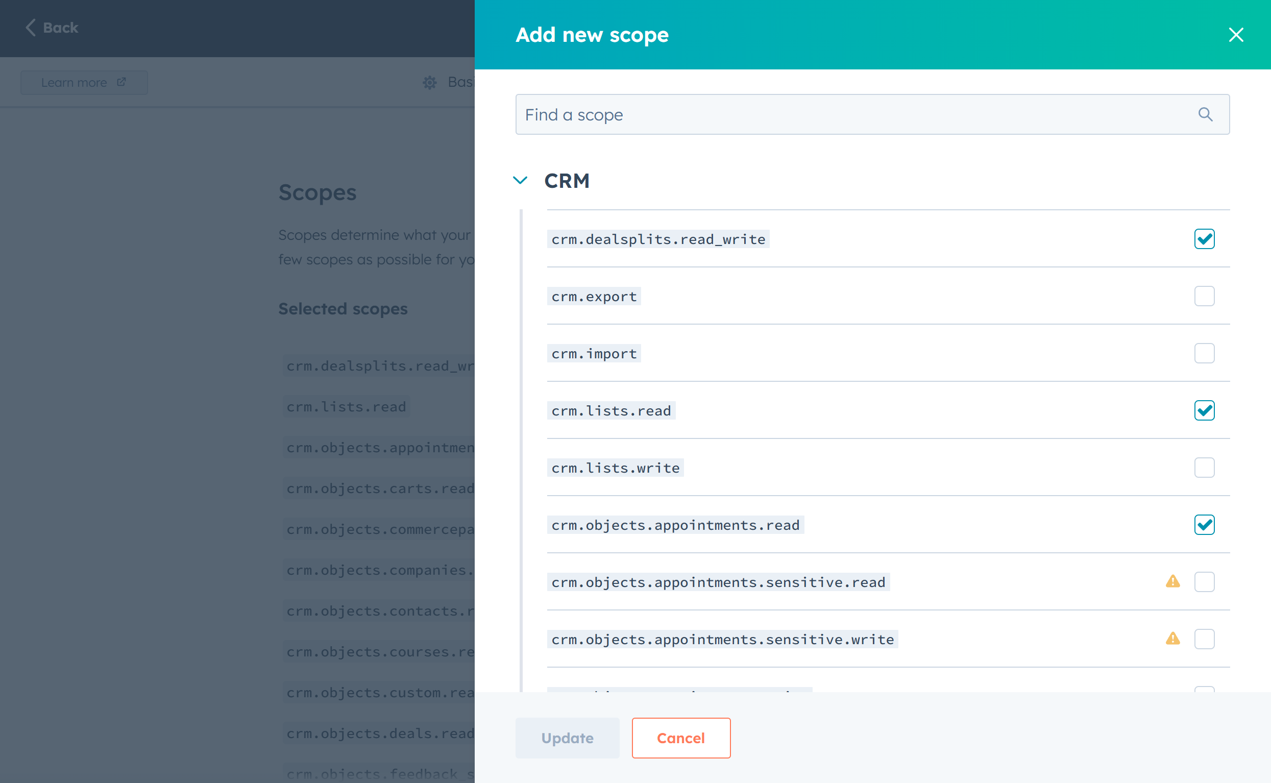 Adding Scopes Process