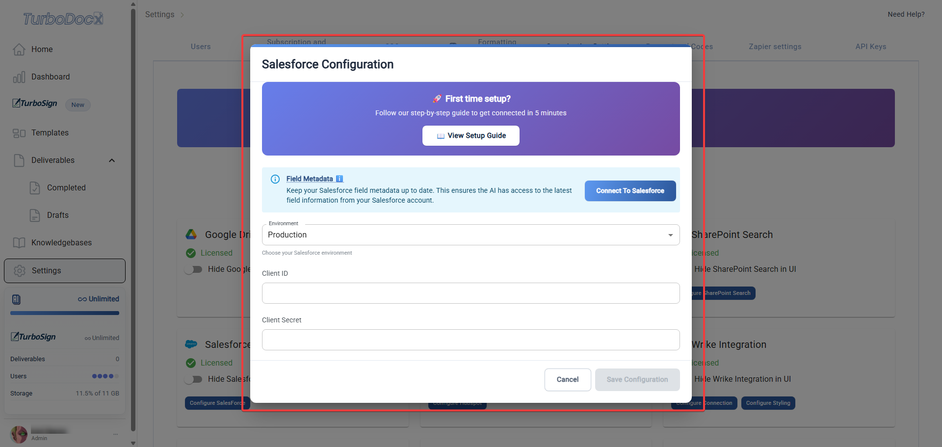Configuration Modal