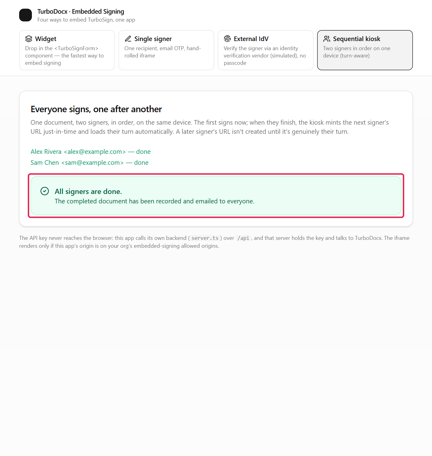 The All signers are done confirmation highlighted