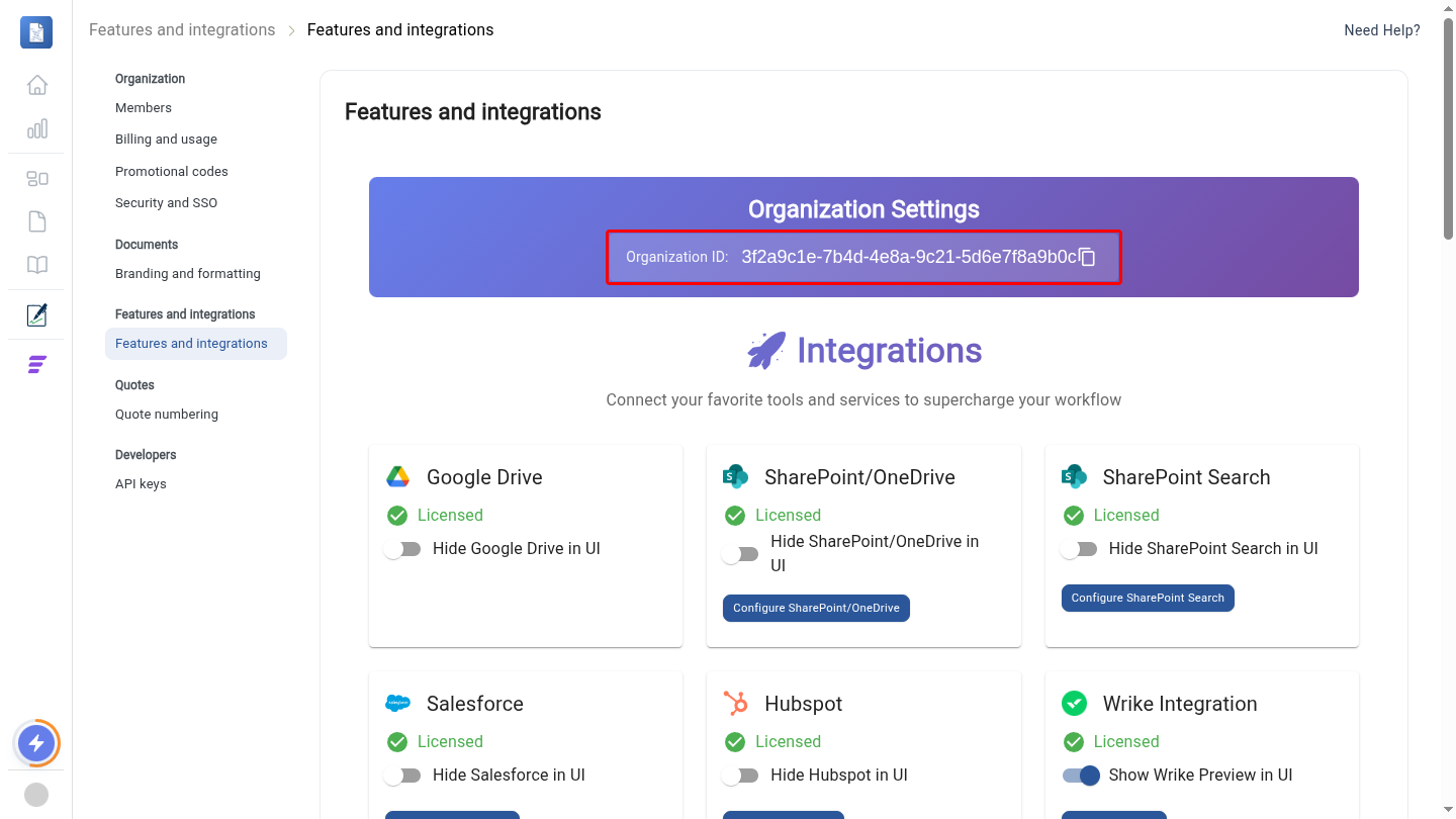 TurboSign Organization ID