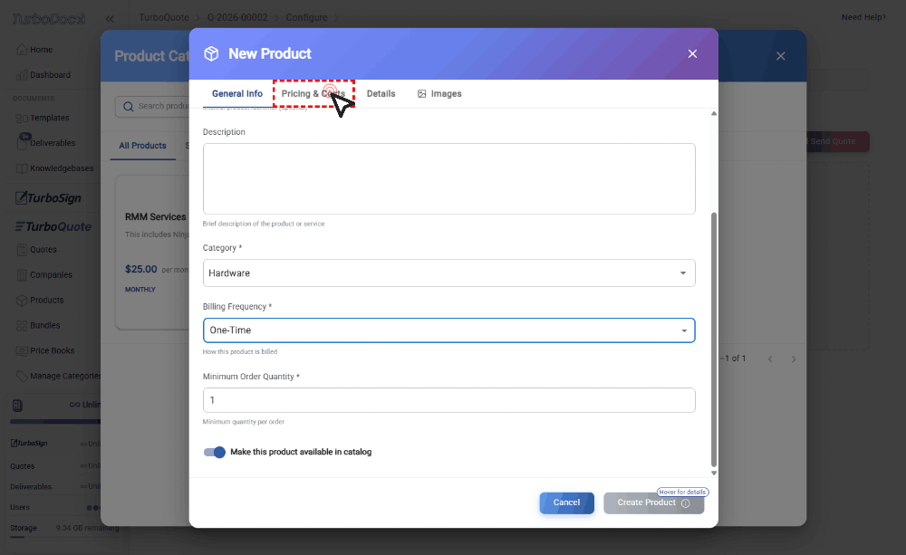 Enter the list price
