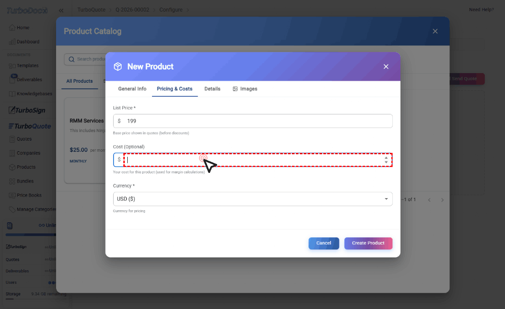 Submit the new product