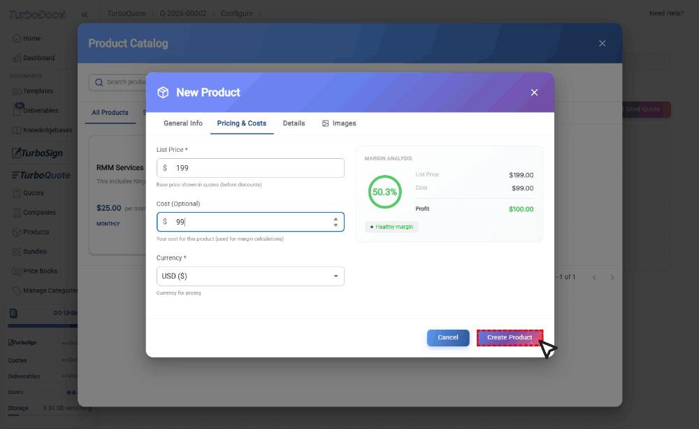 Open additional options
