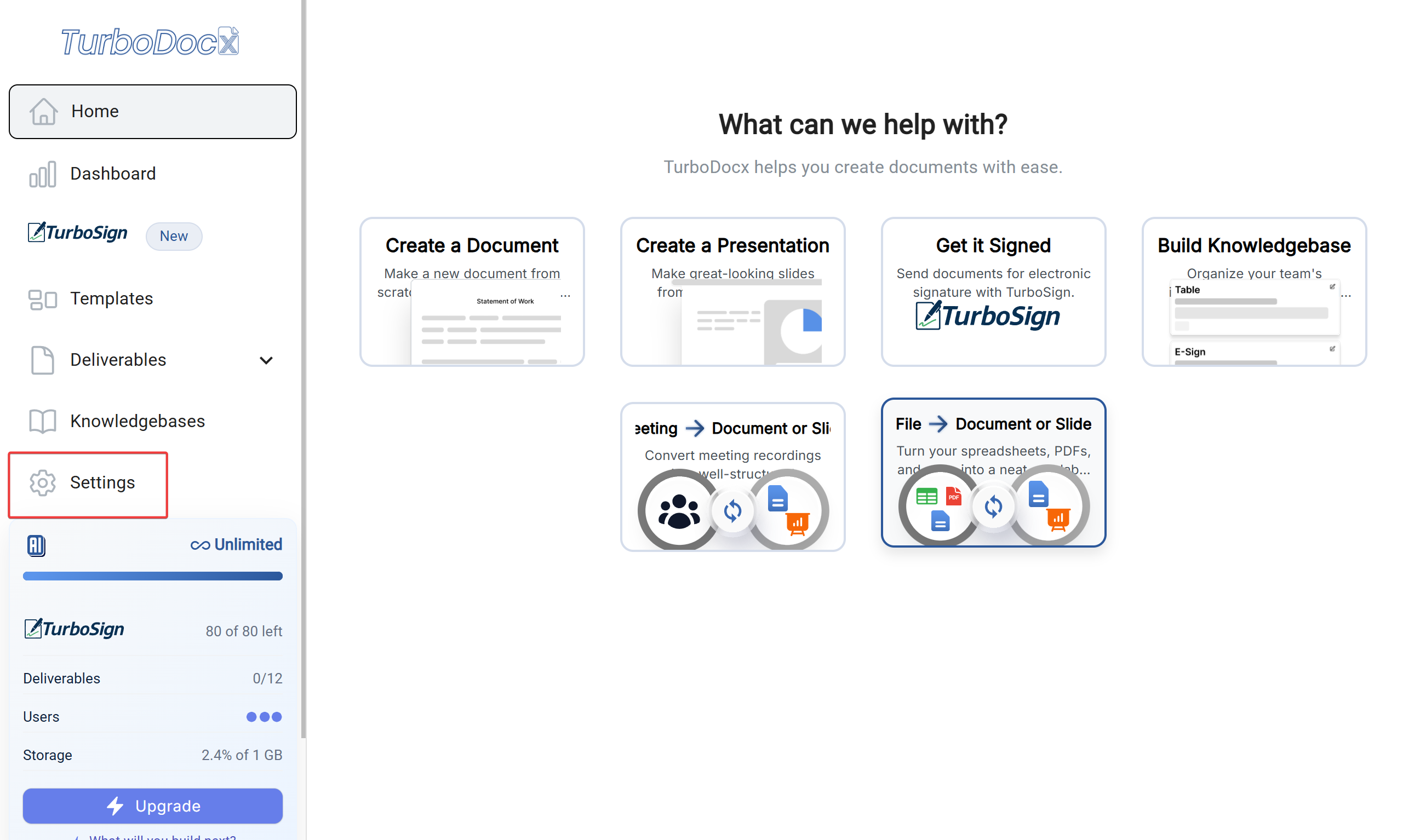 TurboDocx Dashboard