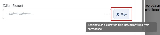 Click the Sign button to designate a variable as a signature field