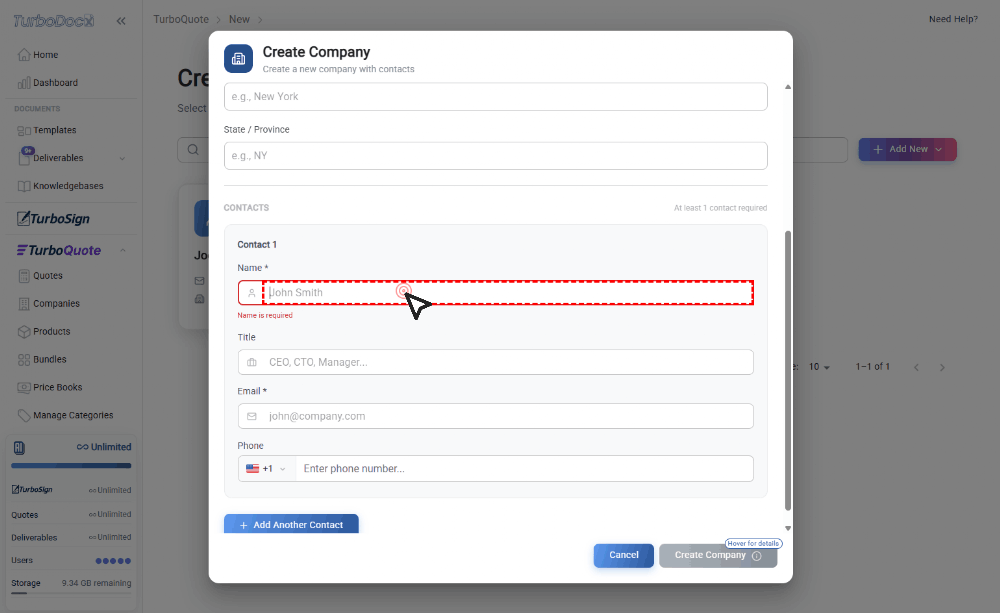 Enter the contact email address