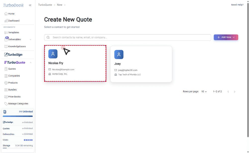 Submit the completed quote