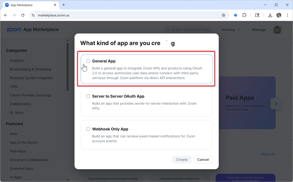 Step 3: General App selection